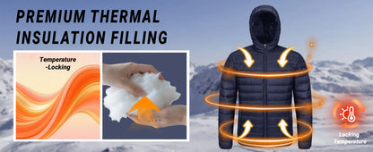 Jaqueta Masculina de Inverno Acolchoada TACVASEN Leve Impermeável com Capuz Casaco Térmico para Trabalho ao Ar Livre