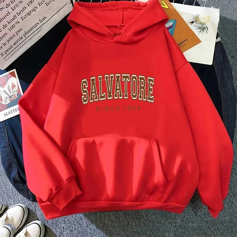 Autumn Winter Casual Women Hoodies Salvatore Since 1864 Men Printed Hooded Sweatshirt Vampire Diaries Jumper Vintage Pulloverst
