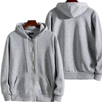 Moletom Masculino com Zíper e Capuz Outono Inverno Nova Blusa de Manga Longa Moda Casual Roupa Masculina Esportiva de Corte Larga