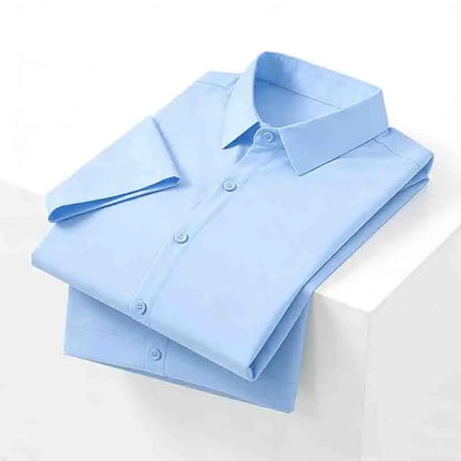Men's Solid Black Short Sleeve Dress Shirt Classic Regular Fit Business Shirt