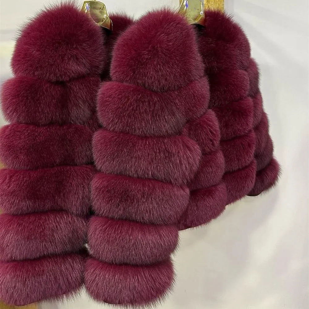 QUEENTINA Fox Fur Coat Real Winter Women'S Fashion Brown 2026 Leather And Skin Clothing Natural New In Coats & Jackets Tops Sale