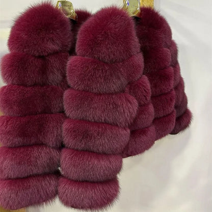 QUEENTINA Fox Fur Coat Real Winter Women'S Fashion Brown 2026 Leather And Skin Clothing Natural New In Coats & Jackets Tops Sale