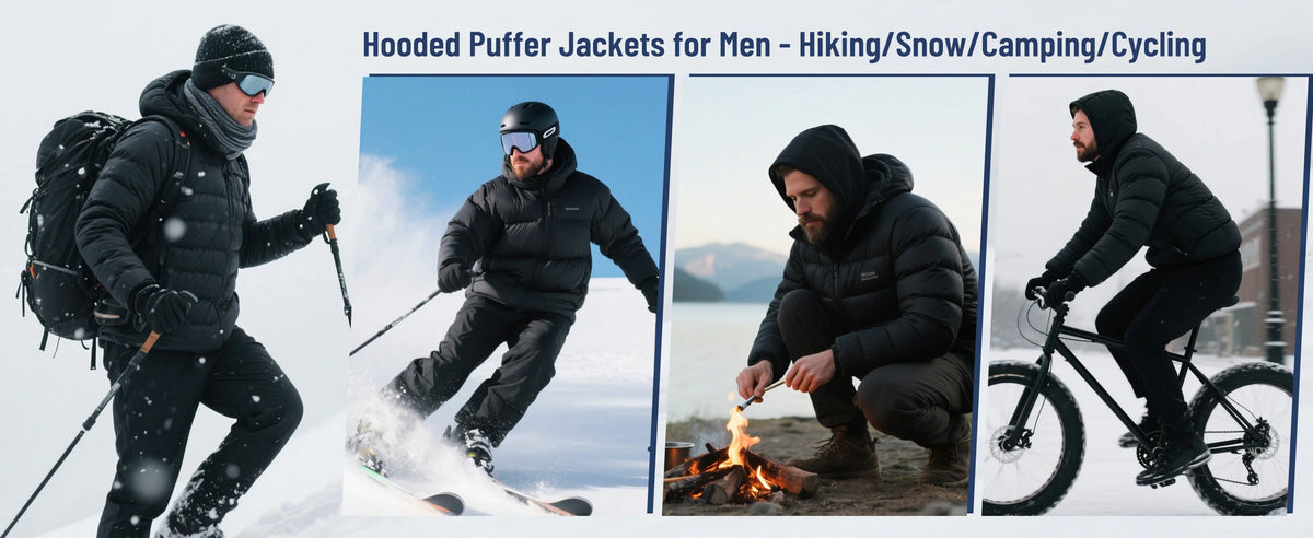 Jaqueta Masculina de Inverno Acolchoada TACVASEN Leve Impermeável com Capuz Casaco Térmico para Trabalho ao Ar Livre
